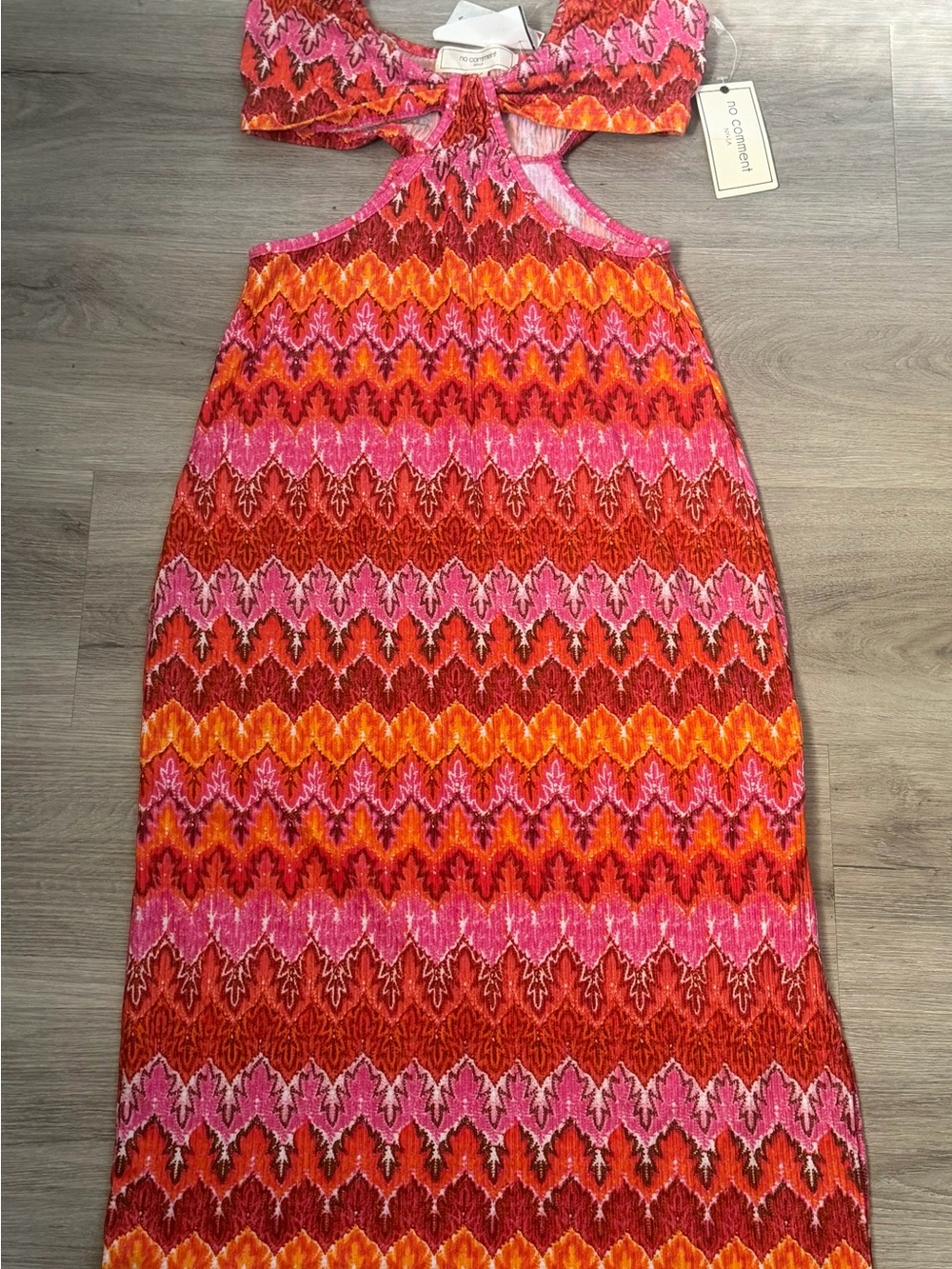 No Comment by Anthropologie Pink & Orange Chevron Maxi Skirt